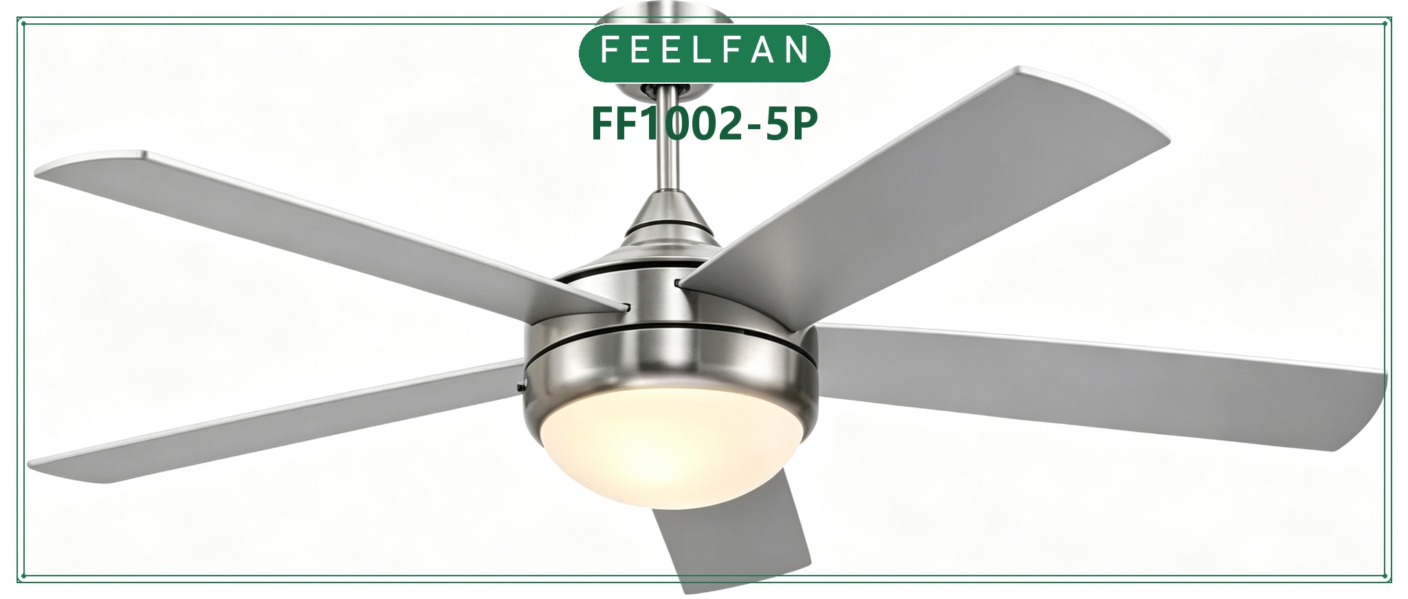 FEELFAN FF1002 Plywood Series Ceiling Fan with LED Light variant 3 — Nickel