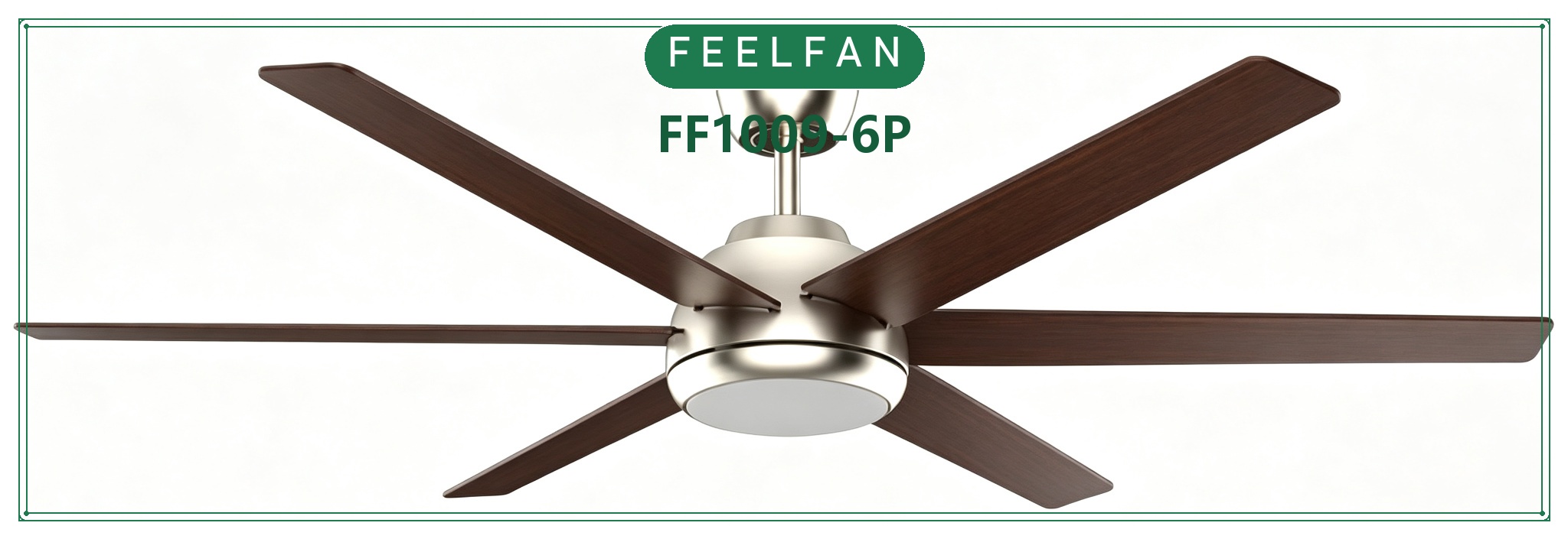 FEELFAN FF1009-6P 6-Blade BLDC Ceiling Fan with LED Light variant 2 — Nickel