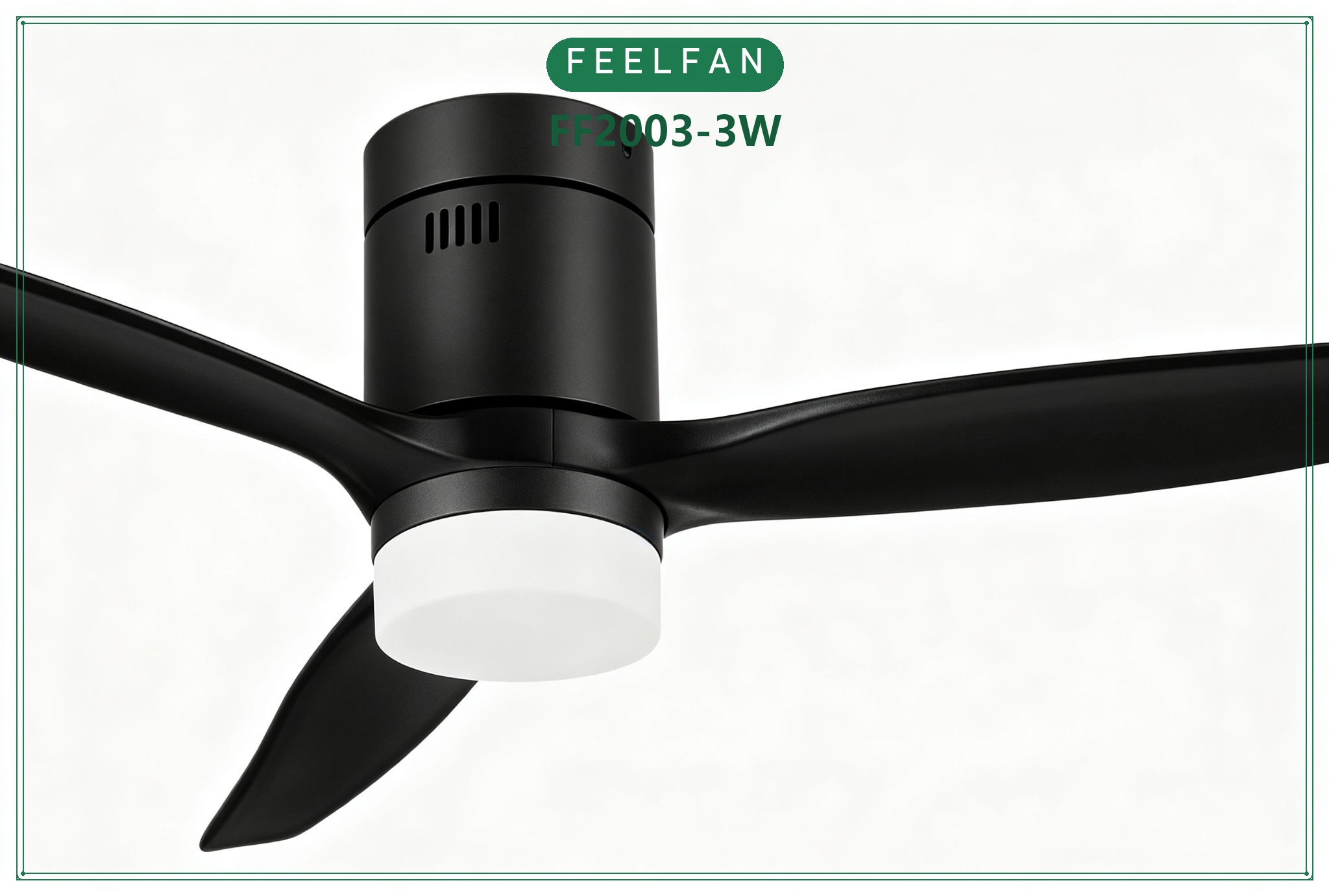 FEELFAN FF2003-3W 3-Blade Solid Wood Low Profile BLDC Ceiling Fan with LED Light variant 5 — Black