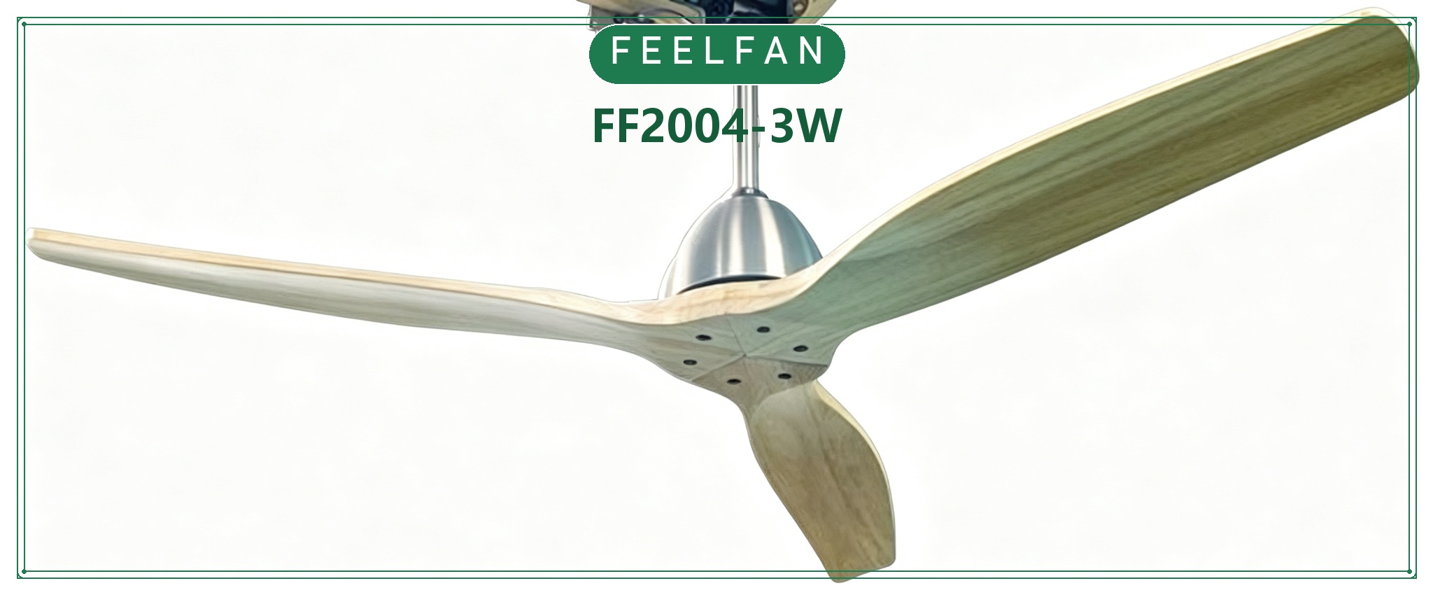 FEELFAN FF2004-3W 3-Blade Solid Wood BLDC Ceiling Fan with LED Light