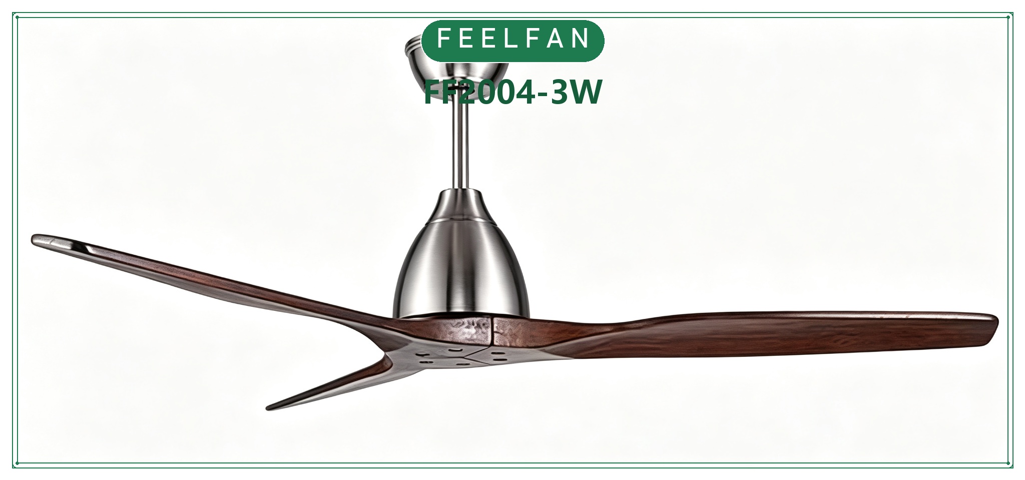 FEELFAN FF2004-3W 3-Blade Solid Wood BLDC Ceiling Fan with LED Light variant 2 — Nickel