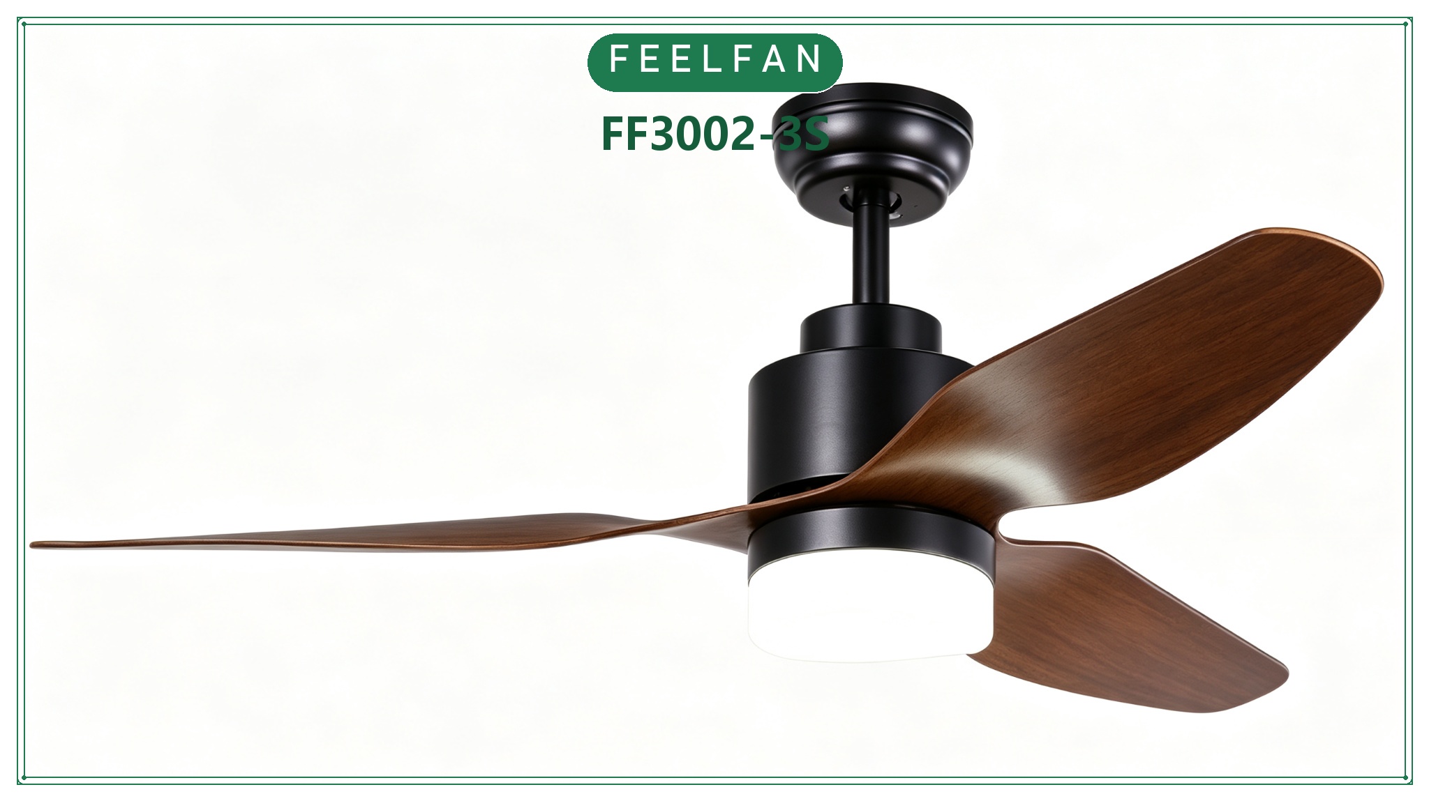 FEELFAN FF3002-3S 3-Blade ABS BLDC Ceiling Fan with LED Light variant 2 — Dark Wood