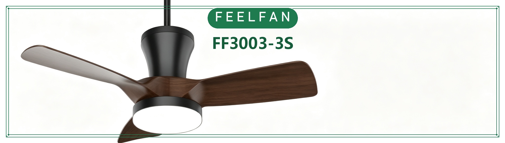 FEELFAN FF3003-3S 3-Blade ABS Low Profile BLDC Ceiling Fan with LED Light variant 3 — Black