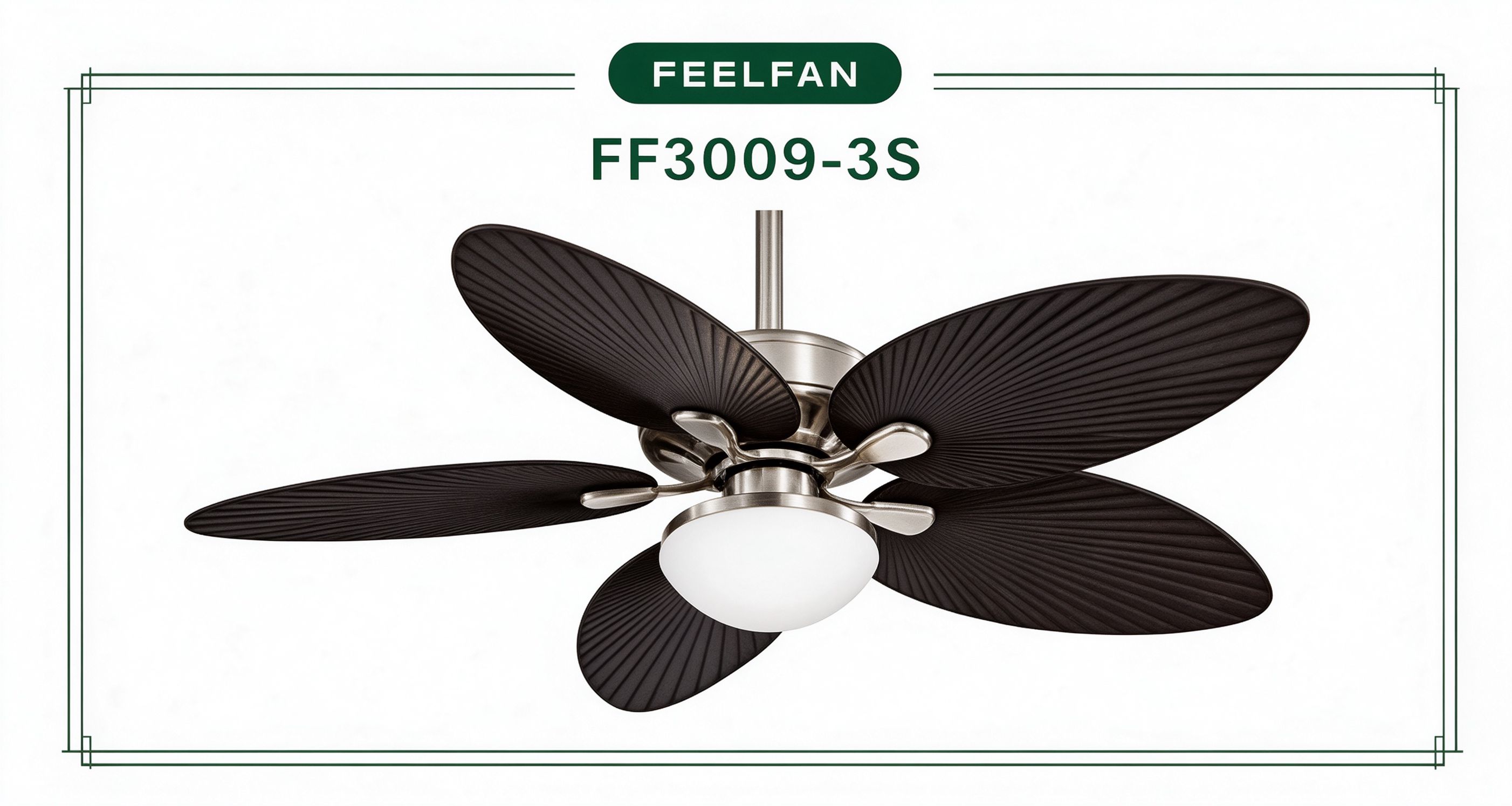 FEELFAN FF3009-3S 5-Blade Palm Leaf ABS AC Ceiling Fan with LED Light