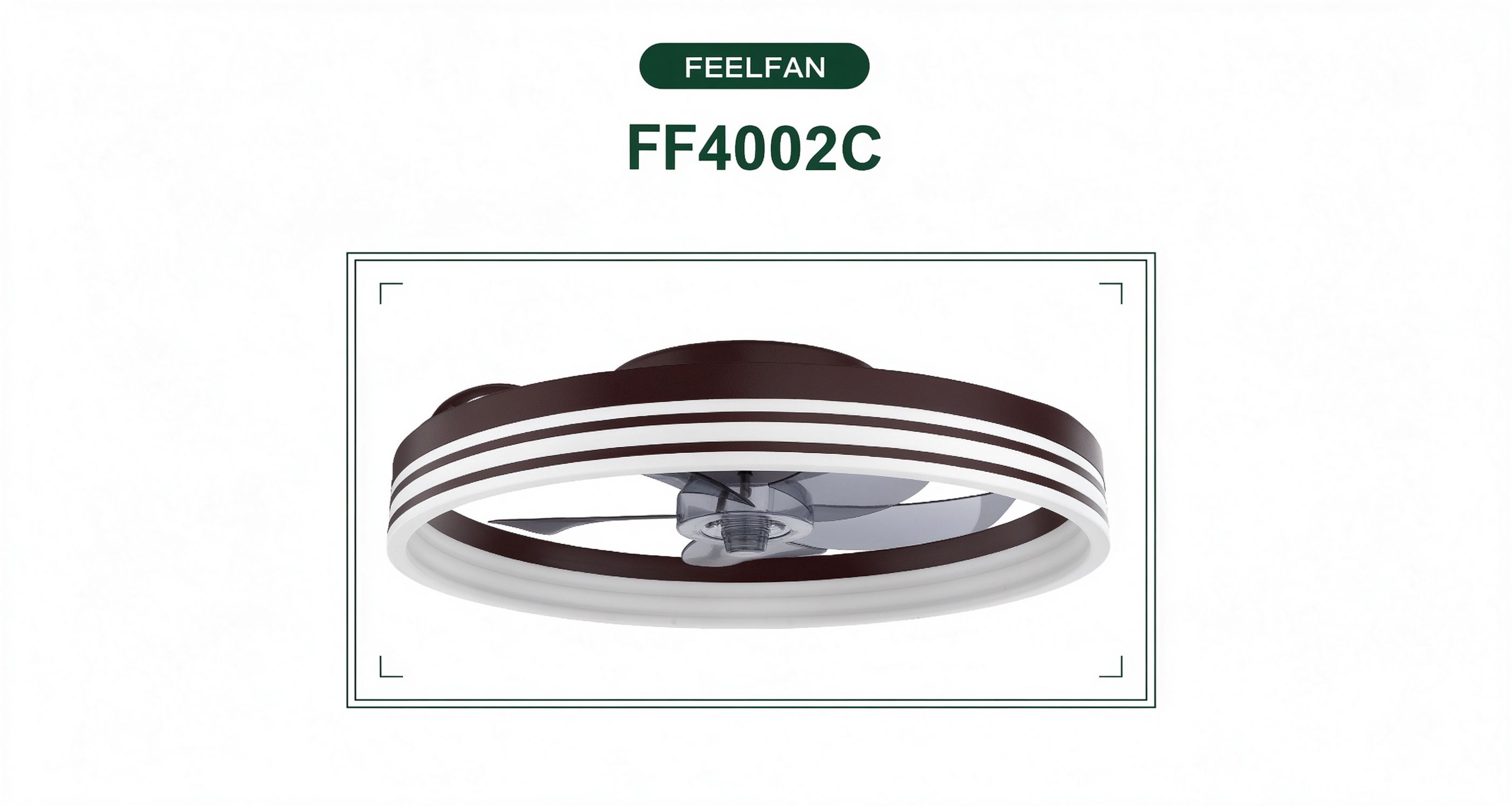 FEELFAN FF4002C 20" 5-Blade PC Ring LED BLDC Ceiling Fan variant 2 — Brown